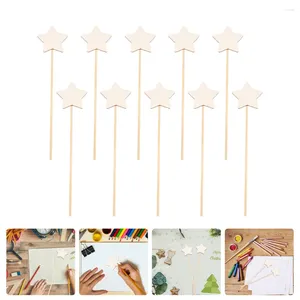 Party Decoration Children Dekorativa Fairy Wands Diy Oavslutad trä Graffiti Star Shape Sticks Omålade