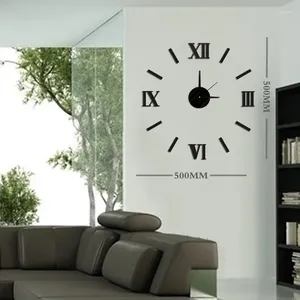 Horloges murales bricolage mode moderne horloge créative pâte EVA noir chiffre romain décoration 10ES033