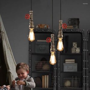 Подвесные лампы ретро промышленная черная труба лампа железо висеть в стиле спальни живая столовая для светодиодных светильников Romm