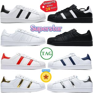 2023 OG Superstar Scarpe casual Donna Uomo Sneakers piatte Oro bianco Nero Rosso Navy Sliver Trainer Superstars 80s Pride Outdoor Sneaker Designer Uomo Donna Scarpe da ginnastica