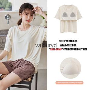 abbigliamento per la casa Pigiama Set per donna Abito estivo modale per la casa Pantaloncini da donna T-shirt Set da notte Sezione Abiti anti-convessi con reggiseno Padvaiduryd