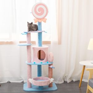 Scratchers Luxury Pet Cat Tree House Condo Möbler Multilayer Cat Tree Tower Toy Sisal Scratching Post för kattklättring Hoppning Toys
