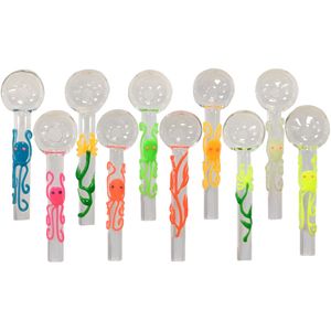 Smoking Glass Oil Burner Pipes Octopus Glow in Dark Luminous Hand Pipe Spoon Burners Water Bongs Pipes Bubble Colors