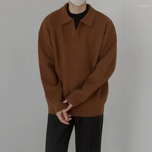 Men's Sweaters 2023 Winter Clothing Knitted Pullovers Sweater Casual Vintage Loose Draped V Neck Solid Color Long Sleeve Tops Light Luxur