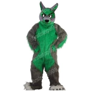 Halloween verde husky cão mascote traje dos desenhos animados anime tema personagem unisex adultos tamanho festa de natal ao ar livre publicidade outfit terno