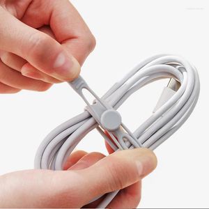 Kitchen Storage 1pcs Silicone Cable Straps Wire Organizer For Earphone Phone Charger Mouse Reusable Fastening Ties Cord Winder