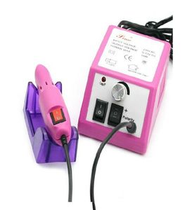 Professionell Pink Electric Nail Drill Manicure Machine med borrbitar 110V240VEU -kontakt Lätt att använda2236314