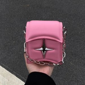 Evening Bags Y2K Vintage Korean Small Chain Shoulder Bag Flap Clutch Purse Handbags Pink PU Leather Gothic Cross Girls Crossbody Ladies Bags 230428