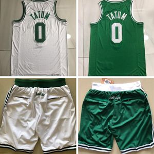 Sewing Jason Tatum #0 Basketball Jerseys Men Blue White City Jersey Just Don Short