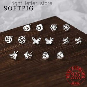 Stud SOFTPIG vero argento sterling 925 piercing all'orecchio farfalla volpe animale orecchini a bottone per le donne di moda partito minimalista gioielleria raffinata YQ231128