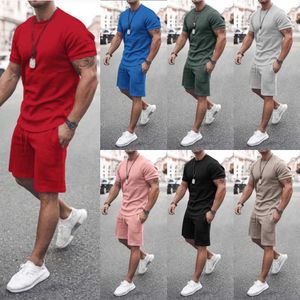 2023 Summer Mens Tracksuit Casual Two Piece Set Short Sleeve Suit Pullover With Sports Jogger Pants Set Sweatsuit Plus Size 3XL 4XL 5XL