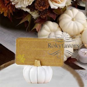20PCS Pumpkin Place Card Holders Favors Event Table Shower Birthday Setting Supplies Halloween Favours Thanksgiving Gifts Party Name Clipper
