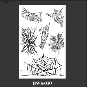 Tattoos Colored Drawing Stickers Waterproof Temporary Tattoo Stickers Black Bat Spider Web Water Transfer Tatto Stickers Halloween Makeup Stickers Fake TatooL23