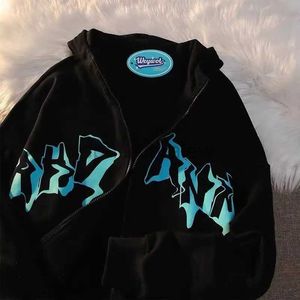 رجال الرجال للرجال ، رسالة طباعة zip up hoodies النساء رجال سترة الهيب هوب harajuku streetwear y2k الملابس قمم الفضفاض