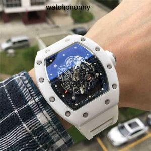 Designer Ri mlies relógios de luxo masculino cerâmica relógio automático oco branco mecânico fora personalizado fita maré luminosa moda atmosférica