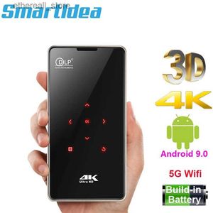 Projetores Smartldea HD Portátil Mini 3D 4K DLP Projetor Android 9.0 5G WIFI Mobile Pocket Beamer Smartphone Home Video Game Proyector Q231128