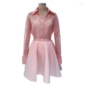 Vestidos de trabalho femininos roupas de verão 3 peças conjunto rosa chiffon camisa camisola top drapeado linha a saia fofa