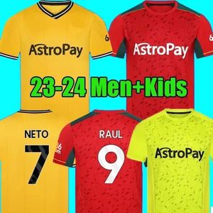 Wolves 23 24 Soccer Jerseys kids kit set RAUL SEMEDO NETO NEVES TRINCAO Wanderers J OTTO PODENCE GIBBS Wolverhampton 2023 2024 Football Home Shirts Men uniform