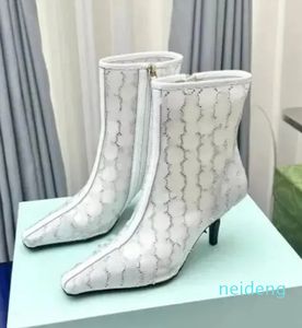Mesh Sandal Boot Kadın Deri Trim Botlar