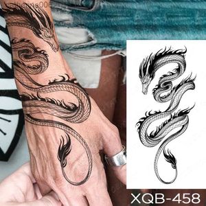 Tattoos Farbige Zeichnung Aufkleber Wasserdicht Temporäre Tätowierung Aufkleber Schwarzer Drache Schlange Pfingstrose Rose Totem Flash Tatto Frauen Männer Dunkel Sexy Taille Arm Fake TattoosL231