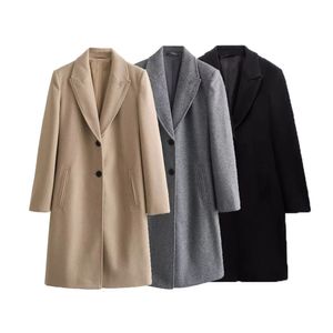 Мужское полушерстяное пальто PB ZA, осень 2023, женская мода, универсальное мягкое пальто приталенного кроя в европейском и американском стиле 8073232 231128