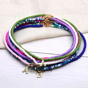 Choker Simple Korean 26 Alloy Letters Necklace Bohemia Pink White Purple Clay Neck Women Diy Handmade Jewelry Accessories