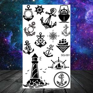 Tatuagens Desenho Colorido Adesivos Âncora Pirata Crânio Tatuagens Temporárias Para Mulheres Adulto Homens Crianças Menino Astronauta Navio Cavalo Marinho Tatuagem Falsa Pescoço Braço Mão Pequena TatooL23