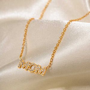 Pendant Necklaces Dome Cameras ALLNEWME Non Tarnish Rhinestone Letter Pendant Necklaces 18k Gold PVD Plating Titanium Steel Choker Necklace for Wom AA230428