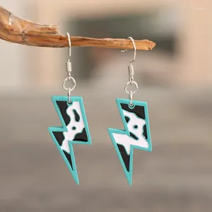 Dangle Earrings COW PRINTED Lighting Bolt Outline Thunder Acrylic For Women Laser Cut Ear Accessories Bol