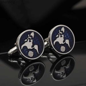 Cuff Links Fashion New Round Blue Cufflinks World Map Mountains Rivers Moon Sleeve Studs Men's Business Shirt Buckle Accessories Wholesale YQ231128