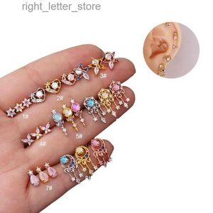 Stud 1Piece Korean Color Zircon Star Earrings for Women 2021 Trend Jewelry Ear Cuffs Stainless Steel Piercing Stud Earrings for Teens YQ231128