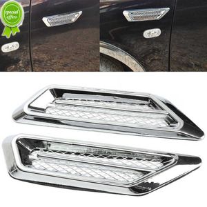 2pcs Car Chrome 3D Stickers Air Flow Fender Car Side Vent Decoration Air Wing Cover Car Styling Grid Decal Accessories