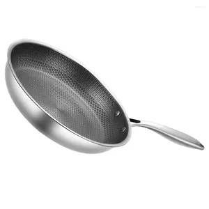 Pans Stainless Steel Wok Non Stick Frying Egg Kitchen Cookware Honeycomb Skillet Household Nonstick