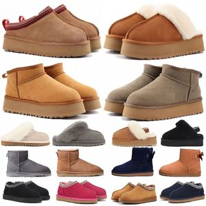 Designer Clássico Ultra Mini Botas Botas de Neve Plataforma Mulheres Homens Pele De Carneiro Tasman Tazz Castanha Areia Mostarda Semente Bege Driftwood Australian Winter Ankle Shoe