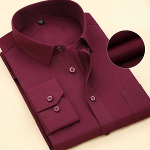 Camicie eleganti da uomo Camicie formali sociali maschili 8XL Colore puro Ufficio Affari Lavoro Camicia classica a maniche lunghe per uomo Camicia elegante bianca da uomo casual P230427