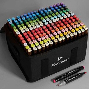 Watercolor 100 Cores Manga Art Marker Set Double Ends Breck Pen Desenho Esboço de Papelaria Marcadores de Lettering Supplies P230427