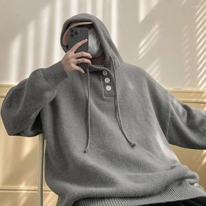 Męskie swetry Wygodny sweter z długim rękawem dla mężczyzn zabytkowe przycisk streetwear