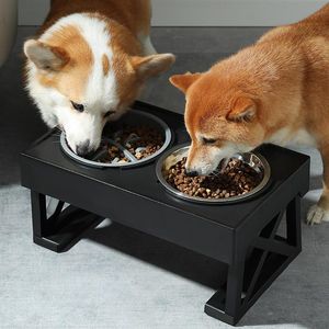 Feeding Dog Double Bowls Stand Adjustable Height Pet Feeding Bowl With Slow Food Bowl Elevated Food Water Feeders Lift Table for Dog Cat