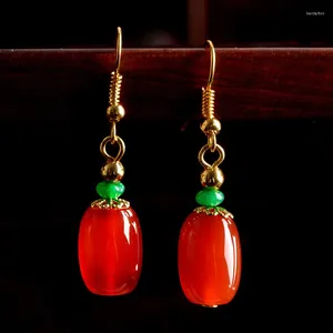 Dangle Küpeler Doğal Kırmızı Agate Jade Diy Cazibe Takı Moda Aksesuarları El Oyunculu Erkek Kadın Şanslı Tüfek Hediyeleri Özelleştirilmiş