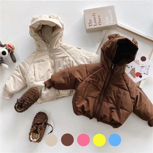 Daunenmantel OMEA Baumwolle Kleidung Parkas für Mädchen Winter solide niedliche Bärenohren mit Kapuze Kinderjacke Jungen dicke warme Blase Unisex