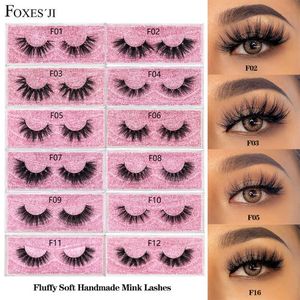 3 PCFalse Eyelashes FOXESJI Mink Lashes Fluffy Dramatic Wispy False Fake Eyelashes Cross Lash Extension Natural Soft 3D Nerzwimpern Wimpern Make-up Z0428