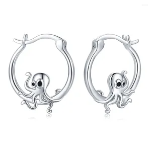 Hoop Earrings Small Octopus Vintage Jewelry Party Cute Silver Plated Copper Creative Earring Women Gift