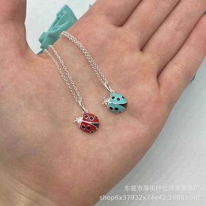 Designer's Brand high-end enamel ladybug s925 sterling silver necklace exquisite niche insect clavicle chain RS6O