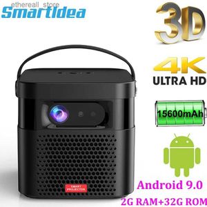 Projetores Smartldea K5 embutido 15600mAh bateria Android 9.0 Projetor 2G + 32G Suporte 4K blu-ray 3D 5G Wifi BT projetor Q231128