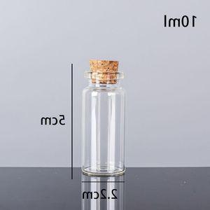 10ml 22x50x125mm küçük mini berrak cam şişe kavanozları Cork Stopers/ Mesaj Düğünleri ile Mücevher Partisi Dilekleri QDSQC