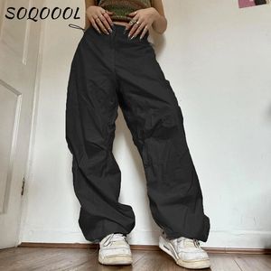 Damenhose, Caprihose, Y2K-Cargohose, Damen, niedrige Taille, Kordelzug, Sweatpant, Streetwear, Vintage, Baggy-Hose mit weitem Bein, übergroße Fallschirmhose, Jogger 231128