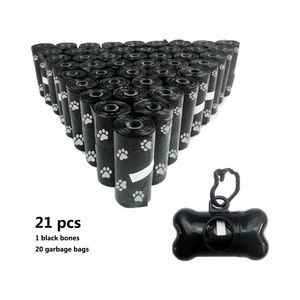 Transportadores 21 PCS Degradável Pet Dog Waste Poop Bag com Impressão Doggy Bag Degradável Pet Waste Clean Poop Bags Dog Up Clean Bag Dispenser