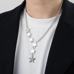 Pendant Necklaces Star Necklace For Men Fashion Titanium Steel Hip Hop Punk Long Couple Sweater Chain Women's Neckchain Jewelry