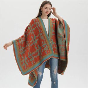 Schals Kaschmir-Poncho für Damen, doppelseitiger Schal mit doppeltem Verwendungszweck, verdickter Wärme-Schal-Stil, Freizeitmode