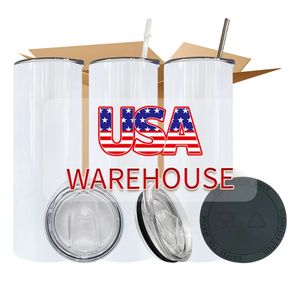 US/CA Warehouse 20 أوقية مستقيمة من الفولاذ المقاوم للصدأ الكؤوس للطباعة DIY الفراغات الفراغات الفراغات